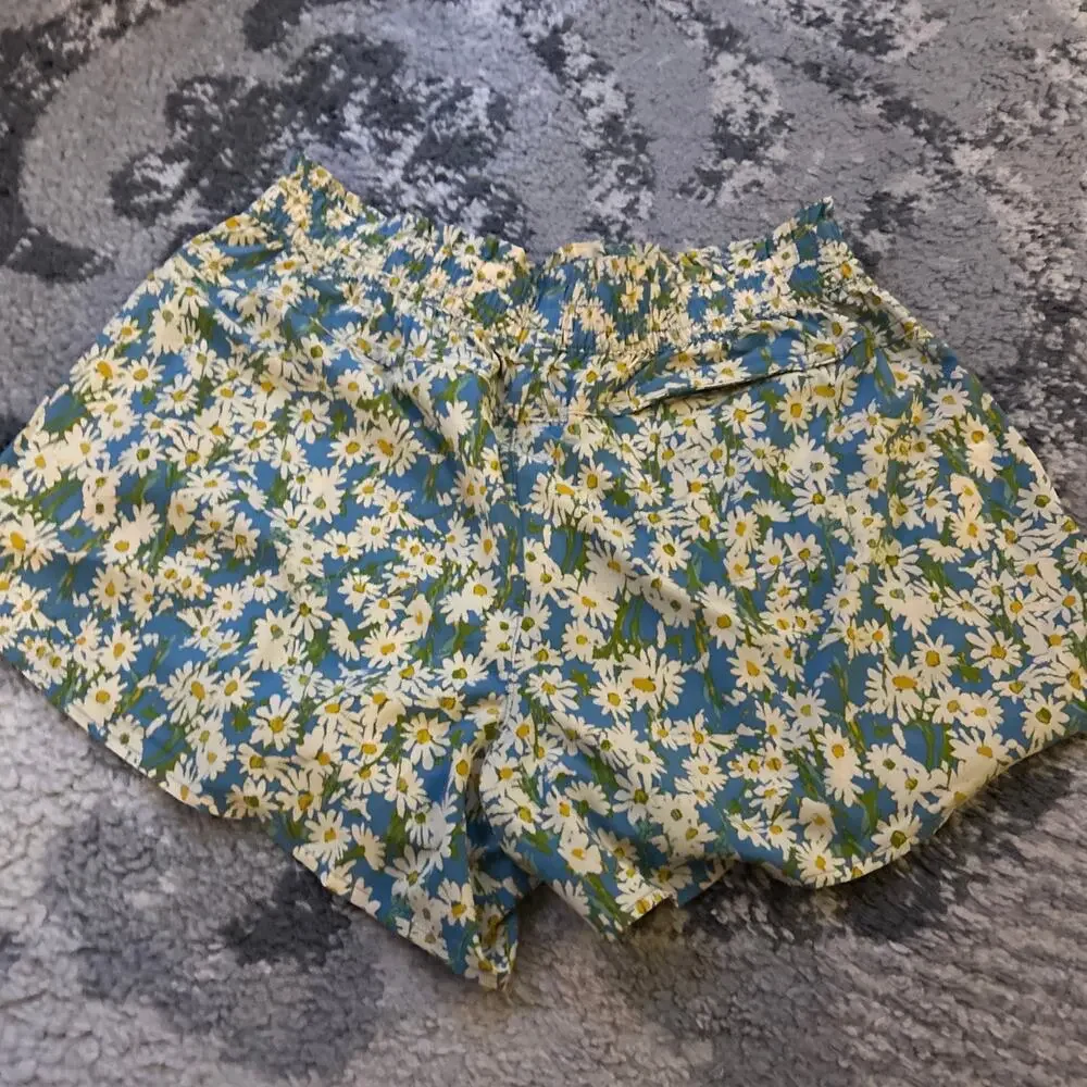 Toad & Co Sunkissed Pull On Shorts Women's Small Blue Glacier Daisy Field Print - Picture 7 of 10